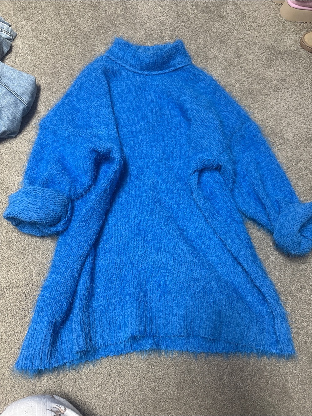 Show Me Your MuMu Electric Blue Fuzzy Turtleneck Sweater